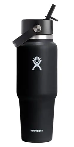 Produktbild: Hydro Flask - Weite Flex-Trinkhalm-Reiseflasche 946 ml (32 OZ) - Isolierte Edelstahl-Wasserflasche mit TempShield-Vakuumisolierung und auslaufsicherem Flex-Trinkhalm-Verschluss - Black