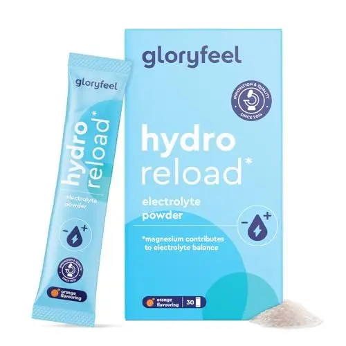 Produktbild: Hydro Reload* Elektrolyt Pulver für Flüssigkeitshaushalt - 30 Beutel - Kalium & Magnesium für Elektrolytgleichgewicht - Isotonisch & Zuckerarm - Mit Orangengeschmack