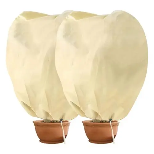 Produktbild: Hydrogarden Winterschutz für Pflanzen Frostschutz,L100 x 80 cm,80 g/m² Stark,Winterschutz Kübelpflanzensacksuper Stark mit Kordelzug,2 Stück