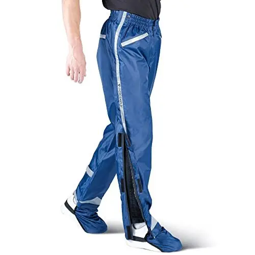 Produktbild: HYDROSHIELD Regenhose, recyceltes PET, Schuhschutz, seitlicher Reißverschluss, Fahrrad, Damen, Herren, Unisex, Wasserdicht, Regen, Gamaschen, Reflektor, Jetzt die Umwelt schützen! Blau XL&XXL