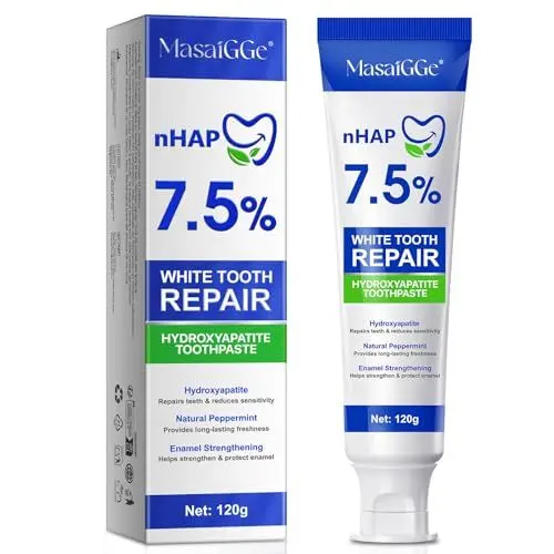 Produktbild: Hydroxylapatit Zahnpasta Ohne Fluorid, Hydroxylapatit Zahncreme Whitening Zahnpasta für Zahnschmelzschutz und Zahnstärkung, Zähne Aufhellen, Zahnschmerzen Wirksam lindern, Bekämpfung von Zahnbelag