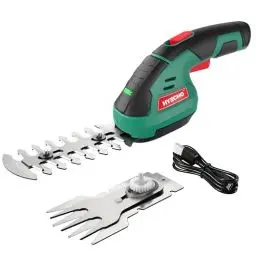 Produktbild: HYECHO Akku Gras- und Strauchschere 7.2V 2,0Ah inkl Strauchscherenmesser und Grasschermesser 2 in 1 Akku Grasschere Mini Heckenschere mit Akku für Garten und Höfe mit Ladekabel (ohne Ladeadapter)