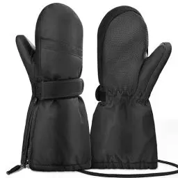 Produktbild: Hyeek Handschuhe mit Reissverschluss Kinder, Skihandschuhe Kinder Wasserdicht Fäustlinge Winterhandschuhe, Schneehandschuhe Snowboard Ski Handschuhe für Jungen und Mädchen (S(3-4Jahre), Schwarz)