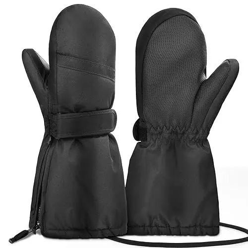 Produktbild: Hyeek Handschuhe mit Reissverschluss Kinder, Skihandschuhe Kinder Wasserdicht Fäustlinge Winterhandschuhe, Schneehandschuhe Snowboard Ski Handschuhe für Jungen und Mädchen (S(3-4Jahre), Schwarz)