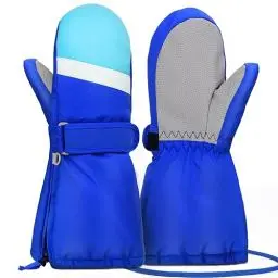 Produktbild: Hyeek Handschuhe mit Reissverschluss Kinder, Skihandschuhe Kinder Wasserdicht Fäustlinge Winterhandschuhe, Schneehandschuhe Snowboard Ski Handschuhe für Jungen und Mädchen (L(5-6Jahre), Blau)