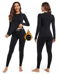 Produktbild: Hyeek Thermounterwäsche Damen, Warme Funktionsunterwäsche Skiunterwäsche Set Frauen mit Innenfleece - Ultraweich Winter Lange Thermo Ski Unterwäsche Set für Joggen, Skifahren,Radfahren (Schwarz, M)