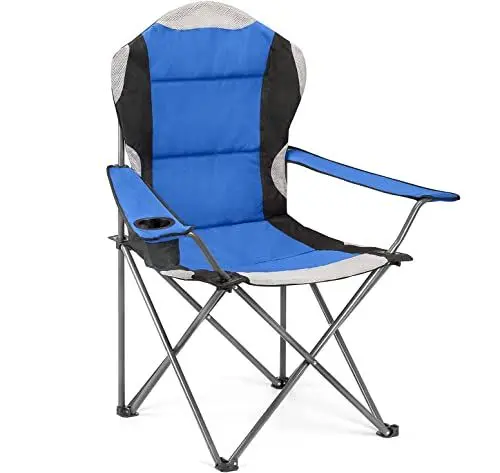 Produktbild: Hyfive Camping-Klappstühle, robust, gepolstert, mit Getränkehalter, hohe Rückenlehne, Blau