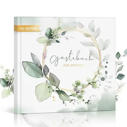 Produktbild: Hyggartn Gästebuch Hochzeit, Gästebuch, 21 x 21 cm Gästebücher für Hochzeit, Gästebuch Hochzeit mit Fragen zum Ausfüllen, 112 Seite Hochzeitsgästebuch für unvergessliche Erinnerungen