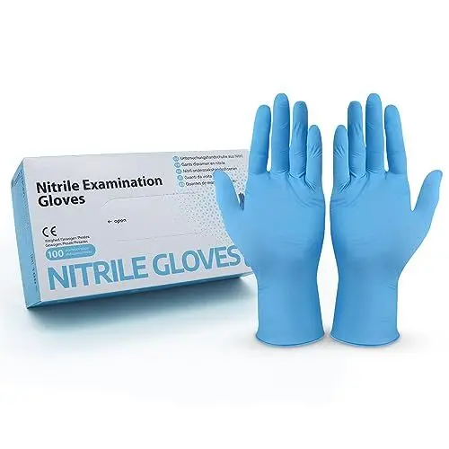 Produktbild: Hygiene100 Einweghandschuhe Hellblau, Nitrilhandschuhe L, Einmalhandschuhe mit 100 Stück/Box, Handschuhe Einweg puderfrei, latexfreie Gummihandschuhe, Einweghandschuhe in S, M, L & XL verfügbar