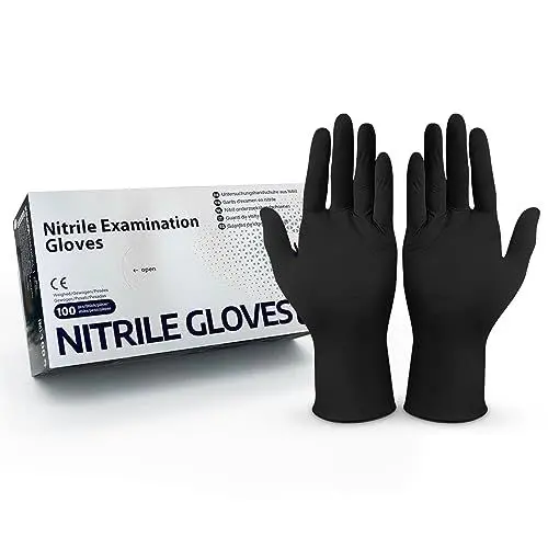 Produktbild: Hygiene100 Einweghandschuhe Schwarz, Nitrilhandschuhe L, Einmalhandschuhe mit 100 Stück/Box, Handschuhe Einweg puderfrei, latexfreie Gummihandschuhe, Einweghandschuhe in S, M, L & XL verfügbar