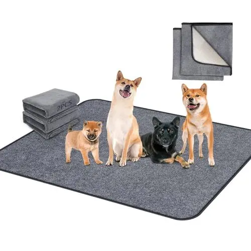 Produktbild: Hygieneunterlagen für Haustier, 2 Waschbar Pee Pads für Hunde, Wickelunterlage für Hunde Katzen, Epoxy Rutschfester Trainingseinlagen für Welpen, Polarfleece Wasserdichter Haustier Matte 90 * 150cm