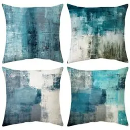 Produktbild: Hykiee Kissenbezüge 45x45 cm Grün 4er Set Kissenbezug Boho, Dekokissen Platz Weich Throw Pillow Cover, Abstrakte Kunst kissenhüllen für Wohnzimmer Sofa Couch Schlafzimmer Outdoor Garten Möbel Dekor