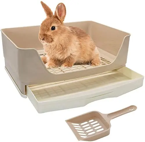 Produktbild: HYLYUN Groß Kaninchen Toilette Ecke mit herausnehmbarer Schublade,Hasentoilette Haus Kaninchen Käfig Katzentoilette mit Langlebige Schaufel für Kleintier Kaninchen Meerschweinchen