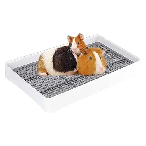 Produktbild: HYLYUN Meerschweinchen Toilettesmit Gitterrost-Kaninchenstreu Kasten Toilette Töpfchen Trainer Eckstreu für Meerschweinchen, Hamster, Chinchilla, Frettchen, Galesaur-Käfig-Toilette