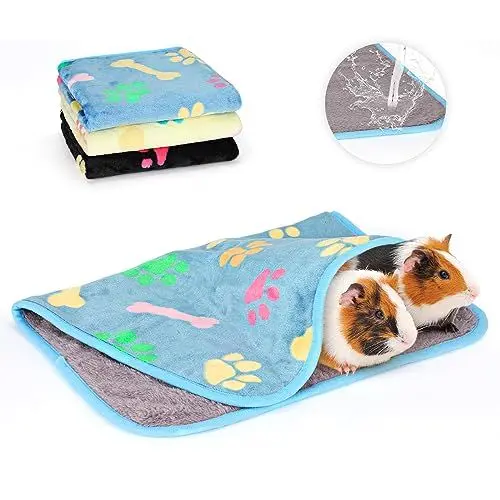 Produktbild: HYLYUN wasserdichte Meerschweinchen Decken, 3 Stück Waschbar Kleintier Fleece Warm Flanell Throw für Hamster Meerschweinchen Kaninchen Chinchilla Igel Frettchen-60 * 40cm