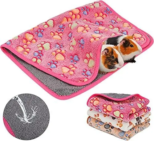 Produktbild: HYLYUN wasserdichte Meerschweinchen Decken, 3 Stück Waschbar Kleintier Fleece Warm Flanell Throw für Hamster Meerschweinchen Kaninchen Chinchilla Igel Frettchen- 90 * 60cm
