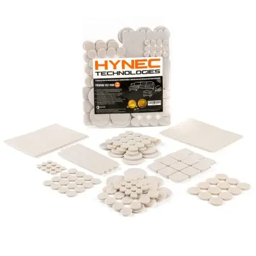 Produktbild: Hynec Premium Möbelschoner Filzgleiter Selbstklebend - Filzgleiter für Stühle, Bodenschoner für Stühle, Möbelgleiter Parkettschoner, Möbelgleiter Filz - 156 Teile 8 Größen Filzgleiter Set