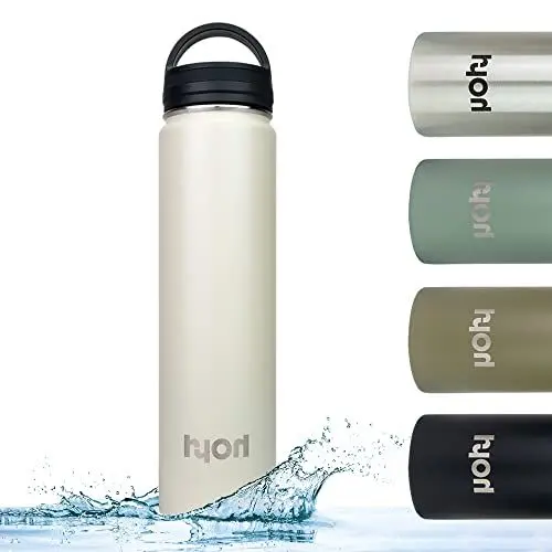 Produktbild: HYOH Traveller vakuum isolierte Trinkflasche, hält Getränke kalt und warm, spülmaschinengeeignet, 100% recyclebar, doppelwandig vakuum isoliert, Trinkflasche aus Edelstahl, Füllmenge 750 ml