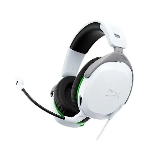Produktbild: HyperX CloudX Stinger 2, Kabelgebundenes Gaming-Headset für Xbox, Offiziell lizenziert, 50mm-Treiber, Leicht, Memory-Schaumstoff, Schwenkbares Mikrofon, Integrierte Audiosteuerung, Weiß
