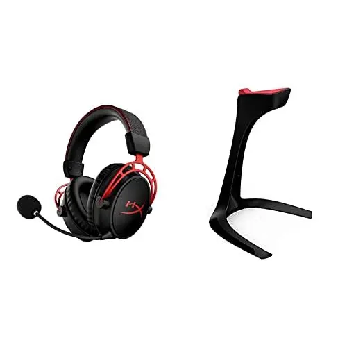 Produktbild: HyperX Cloud Alpha Wireless - Gaming-Headset für PC, 300 Stunden Akkulaufzeit, DTS Headphone:X Spatial Audio & Speedlink EXCEDO Gaming Headset Stand - Ständer für Kopfhörer und Headsets, schwarz