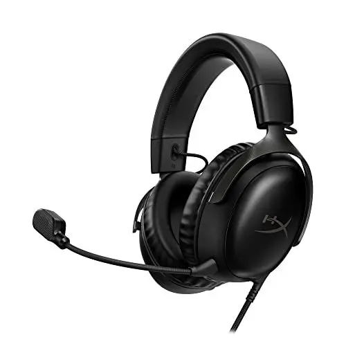 Produktbild: HyperX Cloud III – Kabelgebundenes Gaming-Headset, PC, PS5, Xbox Series X|S, abgewinkelte 53mm-Treiber, DTS, Memory-Schaum, Stabiler Rahmen, ultraklares 10mm-Mikrofon, USB-C, USB-A, 3,5mm, Schwarz