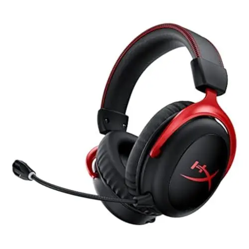 Produktbild: HyperX Cloud II Wireless Gaming-Headset, 2,4-GHz, 30 Std. Akku, 20 m Reichweite, DTS Headphone Spatial Audio, 53-mm-Treiber, HyperX Komfort, abnehmbares Mikrofon, Schwarz-Rot