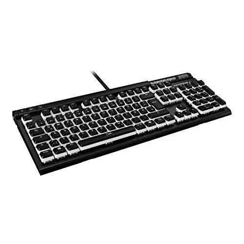Produktbild: HyperX Pudding Keycaps, Zweischichtiges Design, RGB-Beleuchtung, QWERTZ deutsches Layout, kompatibel mit HyperX und mechanischen Gaming-Tastaturen, inkl. Keycap-Abzieher, Schwarz-Weiß