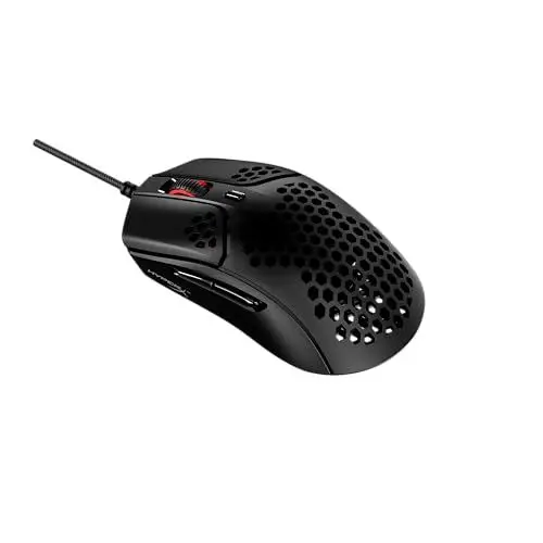 Produktbild: HyperX Pulsefire Haste Gaming-Maus – Ultraleicht, 59g, Wabenschale, Hex-Design, HyperFlex-Kabel, bis zu 16.000 DPI, 6 programmierbare Tasten