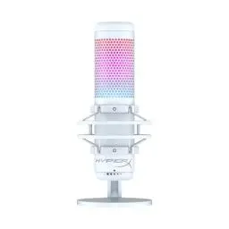 Produktbild: HyperX QuadCast S, RGB USB-Kondensatormikrofon für PC, PS5, Mac, Stoßgeschützte Halterung, 4 Richtcharakteristiken, Pop-Filter, Gain-Regler, Gaming, Streaming, Podcasts, Discord, Twitch, Weiß