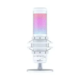 Produktbild: HyperX QuadCast S, RGB USB-Kondensatormikrofon für PC, PS5, Mac, Stoßgeschützte Halterung, 4 Richtcharakteristiken, Pop-Filter, Gain-Regler, Gaming, Streaming, Podcasts, Discord, Twitch, Weiß