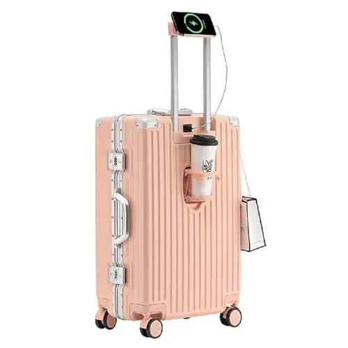 Produktbild: HYPIQQ Reisekoffer Mit Rollen Groß Reisekoffer Groß XXL Ultraleicht Koffer Handgepäck Leicht Hardschalen-Koffer Groß Board Koffer Handgepäck Schalenkoffer Reisekoffer Handgepäck,Rosa,20Zoll