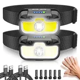 Produktbild: Hyted Stirnlampe LED Wiederaufladbar,USB C Speicherfunktion Sensor Stirnlampen 2 Stück,Superhelle 2000 Lumens 14 Modi,IPX5 Wasserdicht Kopflampe Perfekt Fürs Laufen,Joggen,Angeln