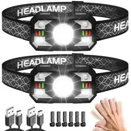 Produktbild: Hyted Stirnlampe LED Wiederaufladbar, 2 Stück 2000 Lumens Superhell Sensor Stirnlampe mit 10 Lichtmodi, IPX5 Wasserdicht LED Kopflampe Perfekt zum Joggen, Campen, Angeln