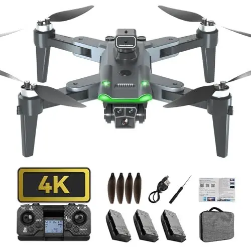 Produktbild: HYTOBP S166 Drohne mit Kamera 4K für Erwachsene Anfänger, GPS Drohne mit 3 Kameras/Akkus, FPV RC Quadrocopter mit Bürstenlos Motor, Automatische Rückkehr, Niedrige Batterierückgabe, unter 249g