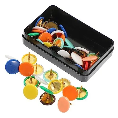 Produktbild: HYTROVE 100stücke Farbige Pinnwandnadeln Multifunktionale Reißnägel Für Korktafeln Karten Und Fotos Praktisch Und Dekorativ Für Büro Und Zuhause