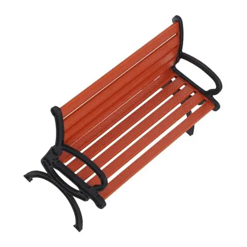 Produktbild: HYTROVE Parkstuhl Modell Mini Schwimmbad Lange Tischbank Sandtisch-parkbankmodell Puppenstubenbank Tiny House Straßenbank Bankmodellierungsdekor Mikrobankmodell Plastik Brown