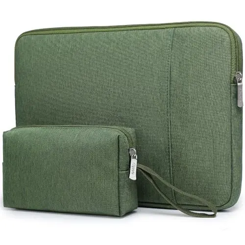 Produktbild: HYZUO 13 Zoll Laptop Tasche Set für MacBook Air 13 M3 M2 M1 2024-2018, MacBook Pro 13 M2 M1 Pro/Max 2024-2016, iPad Pro/Air 13, XPS 13, Laptop Hülle für 12,3-13 Schlank Laptop/Tablet, Grasgrün