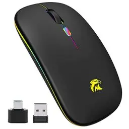 Produktbild: HZD Maus Kabellos, Funkmaus, Maus Bluetooth, 2.4 GHz-USB Maus, Wireless Mouse, 1600 DPI Optical Tracking, Für Laptop, Computer, PC, Mac, iOS, Android, iPad, Windows (Schwarz)