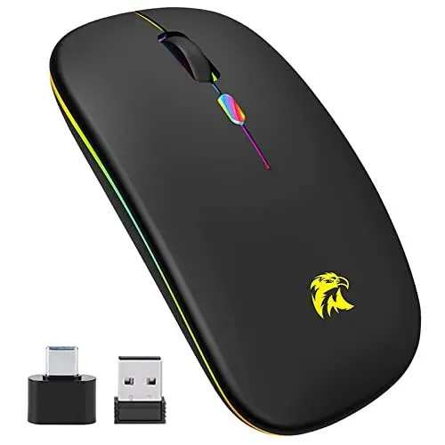 Produktbild: HZD Maus Kabellos, Funkmaus, Maus Bluetooth, 2.4 GHz-USB Maus, Wireless Mouse, 1600 DPI Optical Tracking, Für Laptop, Computer, PC, Mac, iOS, Android, iPad, Windows (Schwarz)