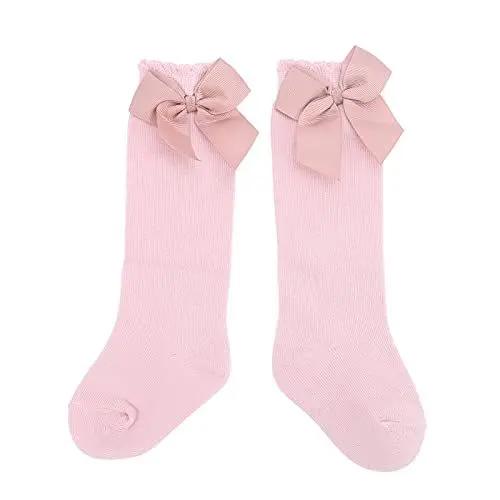 Produktbild: Hztyyier 1 Paar Baby Mädchen Kniestrümpfe Hautfreundlich Weich Stilvoll Schöne Lange Socken Mit Schleife Für Neugeborene Kleinkinder Mädchen(14 * 8 * 3cm-Rosa)