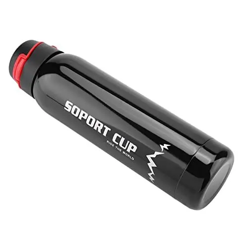 Produktbild: Hztyyier 500 Ml Vakuumisolierte Edelstahlflasche, Tragbarer Wärmeschutzbecher für Reisen, Outdoor, Büro, mit Lebensmittelechtem Strohhalm, Tolles (BLACK)