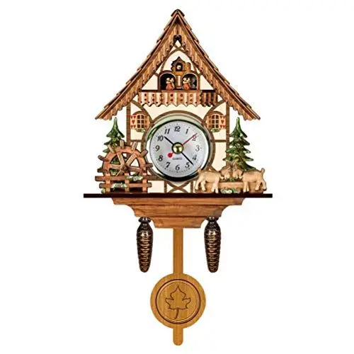 Produktbild: Hztyyier Antike Kuckucksuhr aus Holz, Traditioneller Nordwesteuropäischer Stil, Automatische Schaukelglocke, Pendel, Heimdekoration, Hängende Kuckucksuhr (CM005)