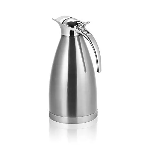 Produktbild: Hztyyier Edelstahl-Kaffee-Teekanne, Isolierte Thermokanne, Doppelwandig, Vakuum, Rostbeständig, Wärmflasche für die Küche zu Hause (2L)