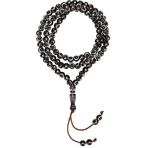 Produktbild: Hztyyier Rosenkranz Gebet Mala Perlen 99 Grains Resin Muslim Rosenkranz Perlen Islamische Anbetung Gebet Schrift Vergoldung Religiöser Artikel, 49cm Länge(Braun)