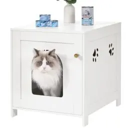 Produktbild: Hzuaneri Katzenschrank, Versteckte Katzentoilette Möbel, Lagerung Schrank Bank, Hölzerne Katze Waschraum für Wohnzimmer, Schlafzimmer, Weiß CB82213X