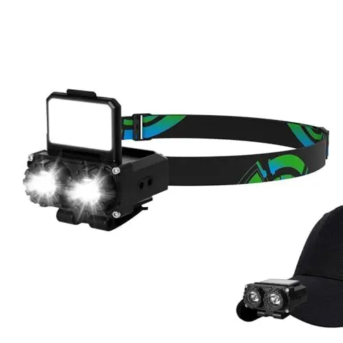 Produktbild: hzuisst Stirnlampe LED Wiederaufladbar, 900 Lumens Kopflampe mit Bewegungssensor, IPX5 Wasserdichte Headlamp Mit Stufenlose Dimmen, 5 Lichtmodi COB Headlight Stirnleuchte für Joggen Camping Angeln