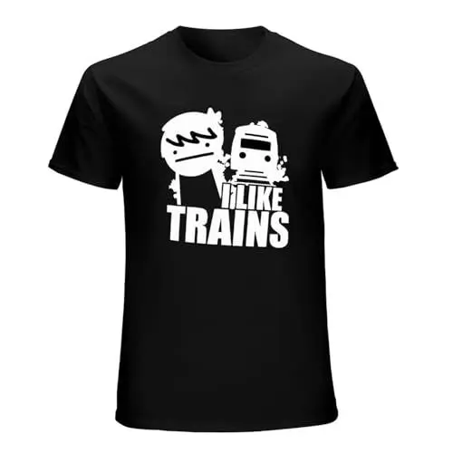 Produktbild: I Like Trains Funny 100% Cotton Short-Sleeve T-Shirt Black S