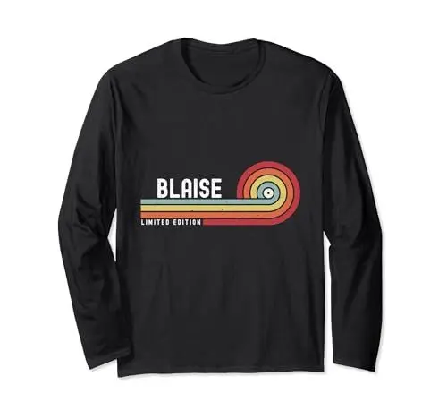 Produktbild: I Love Blaise Personalisierter Retro Sonnenuntergang Vorname Langarmshirt