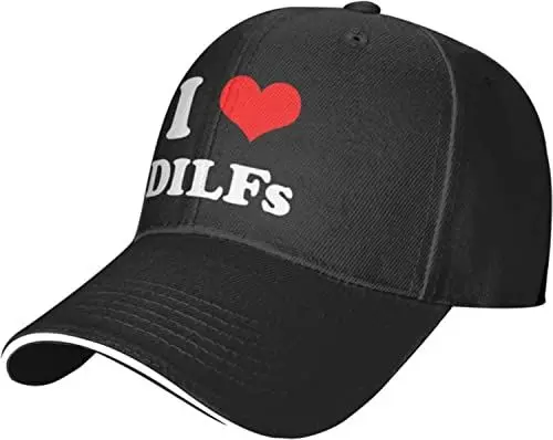 Produktbild: I Love Dilfs Geschenke für Damen und Herren, Baseballmützen für Herren und Damen, Schwarze Trucker-Mütze, Sonnenhüte, Angelmütze, Papa-Mütze
