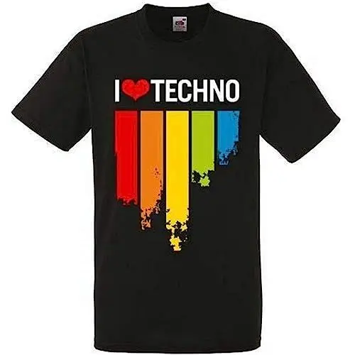 Produktbild: I Love Techno Music Black T-Shirt Rock T-Shirt Shirt Black 3XL
